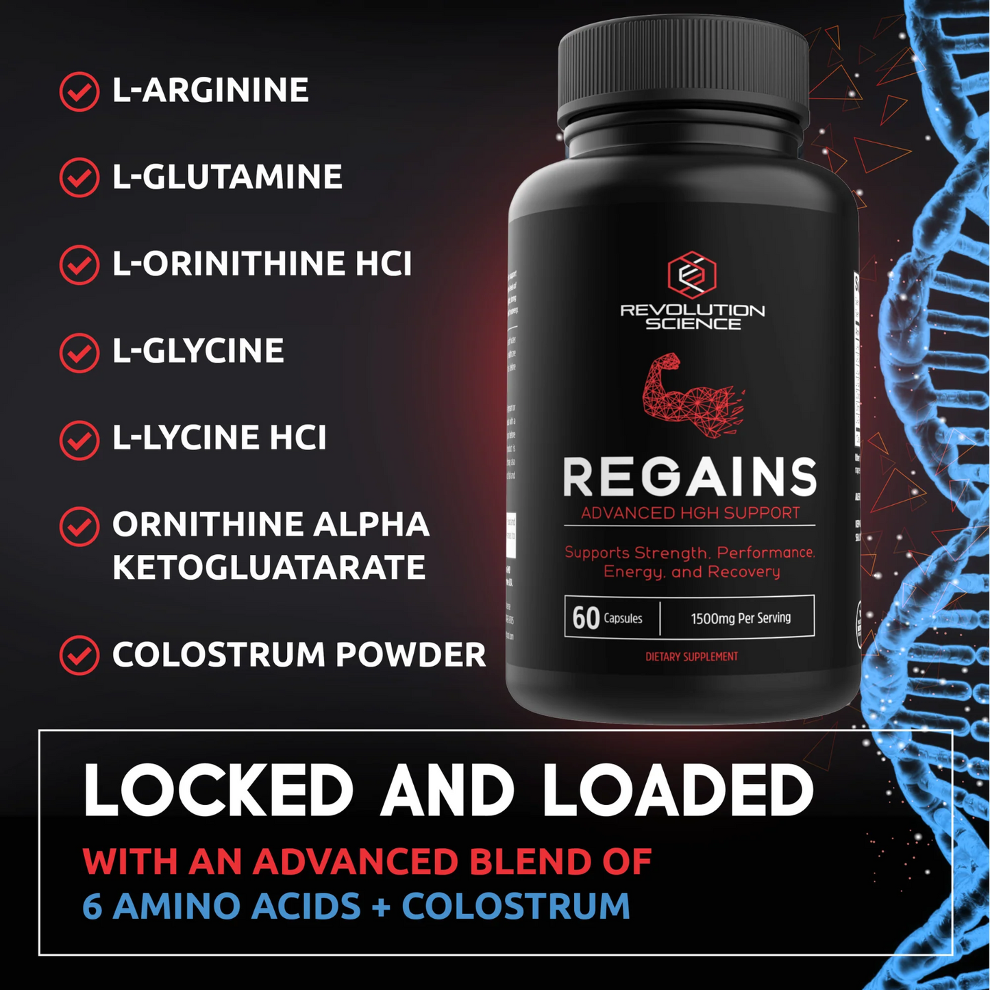 REGAINS NATURAL ANABOL HUMAN GROWTH MUSCLE SUPPORT