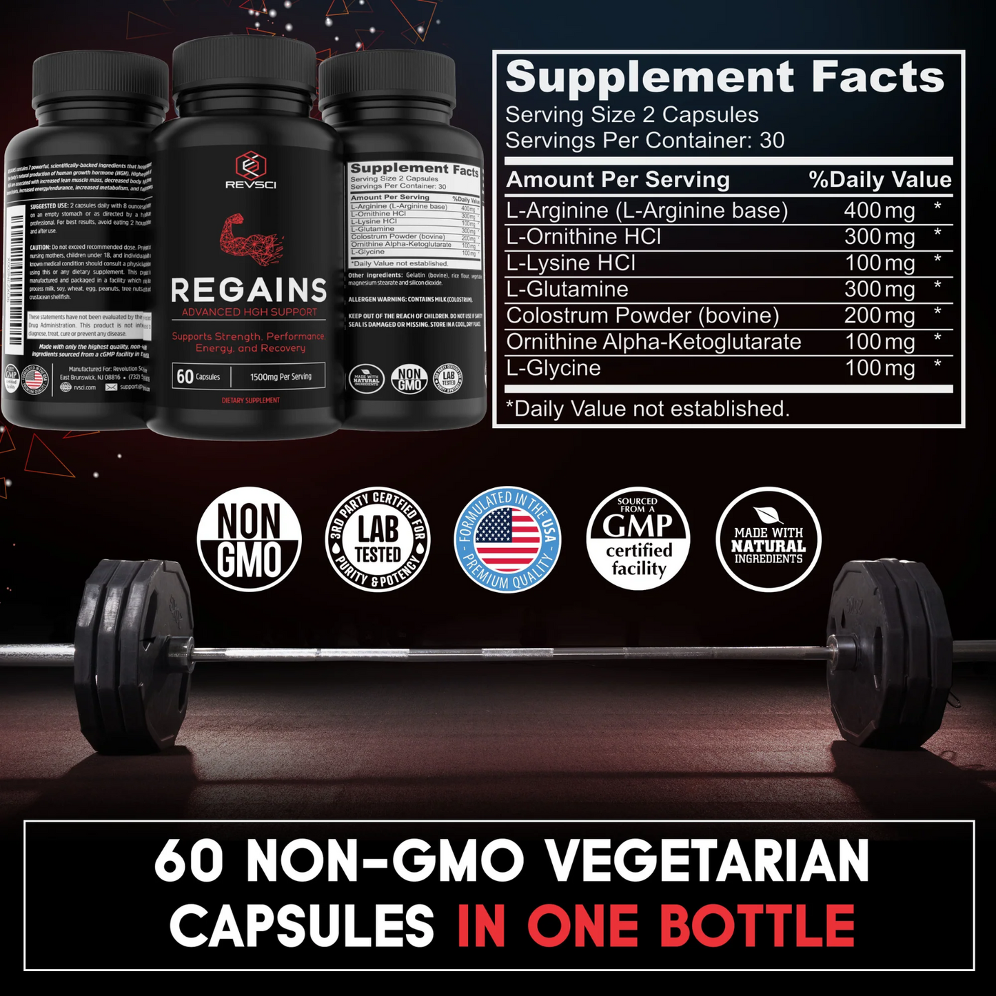 REGAINS NATURAL ANABOL HUMAN GROWTH MUSCLE SUPPORT