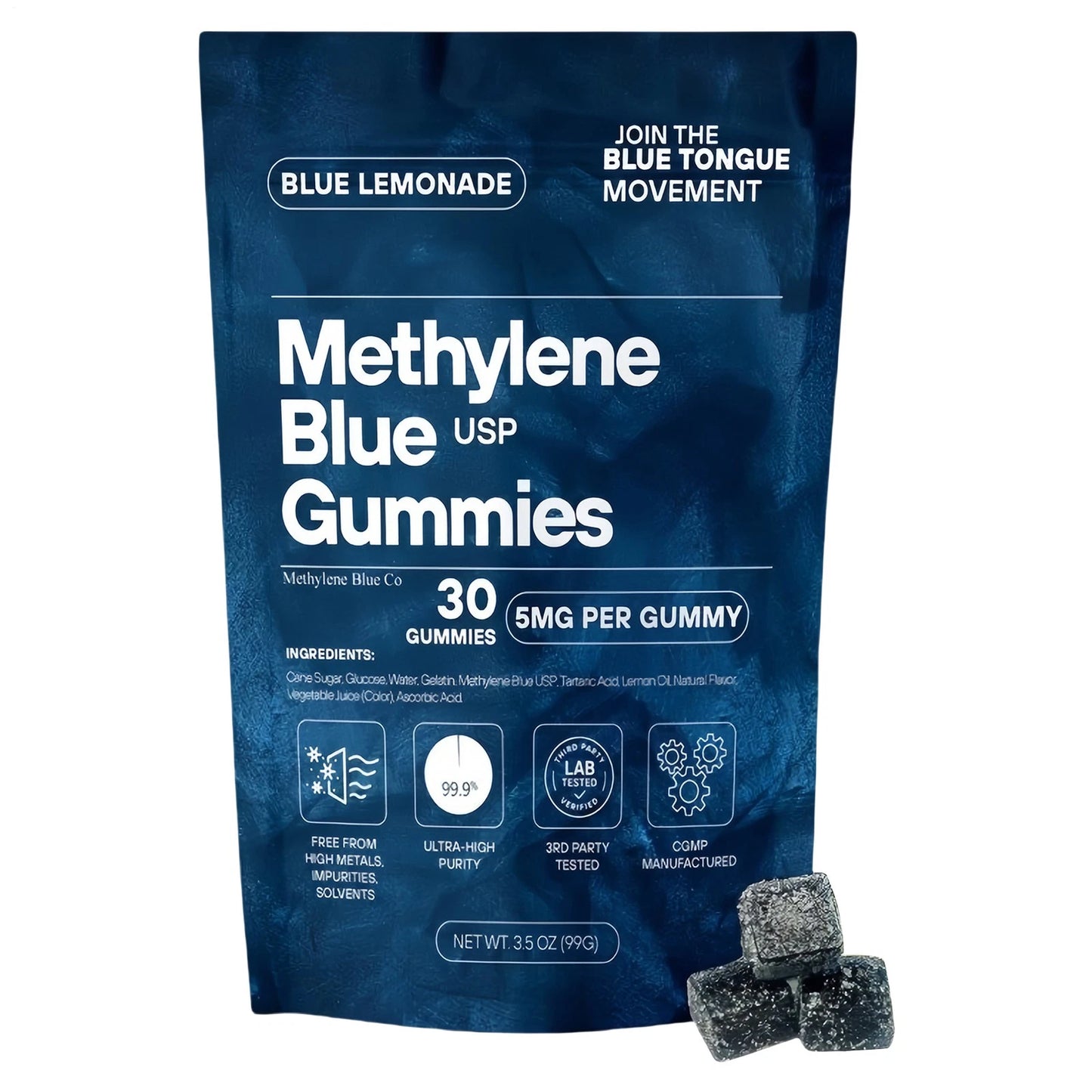 Methylene Blue Gummies 1% Pharma Grade 5mg per Serving 30 Pack