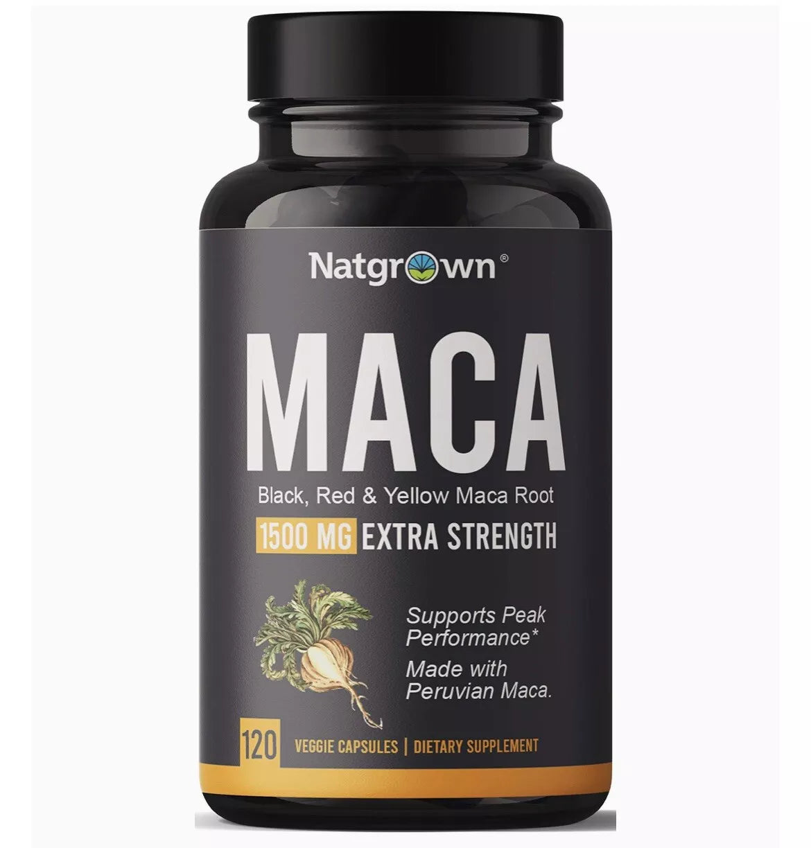 Natgrown Black Red Yellow Peruvian MACA Powder - 120 Count