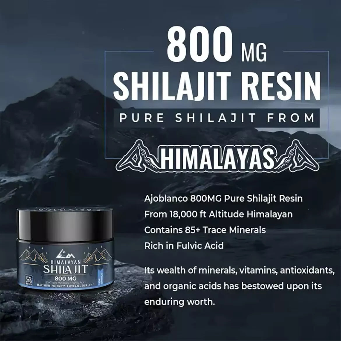 HIMALAYAN SHILAJIT Organic Soft Resin Extremely Potent Fulvic Acid 30g