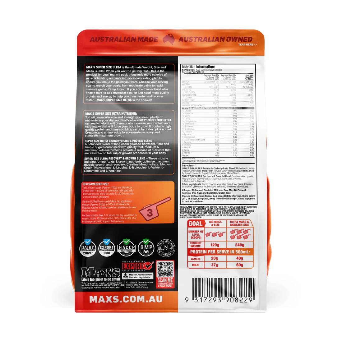 Max's - Supersize Ultra - Mass Gainer