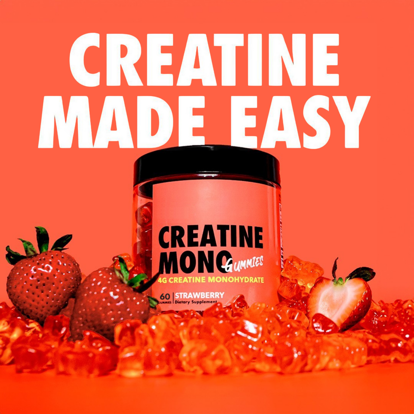 Creatine Monohydrate Gummies 4g - Strawberry 60 Pieces