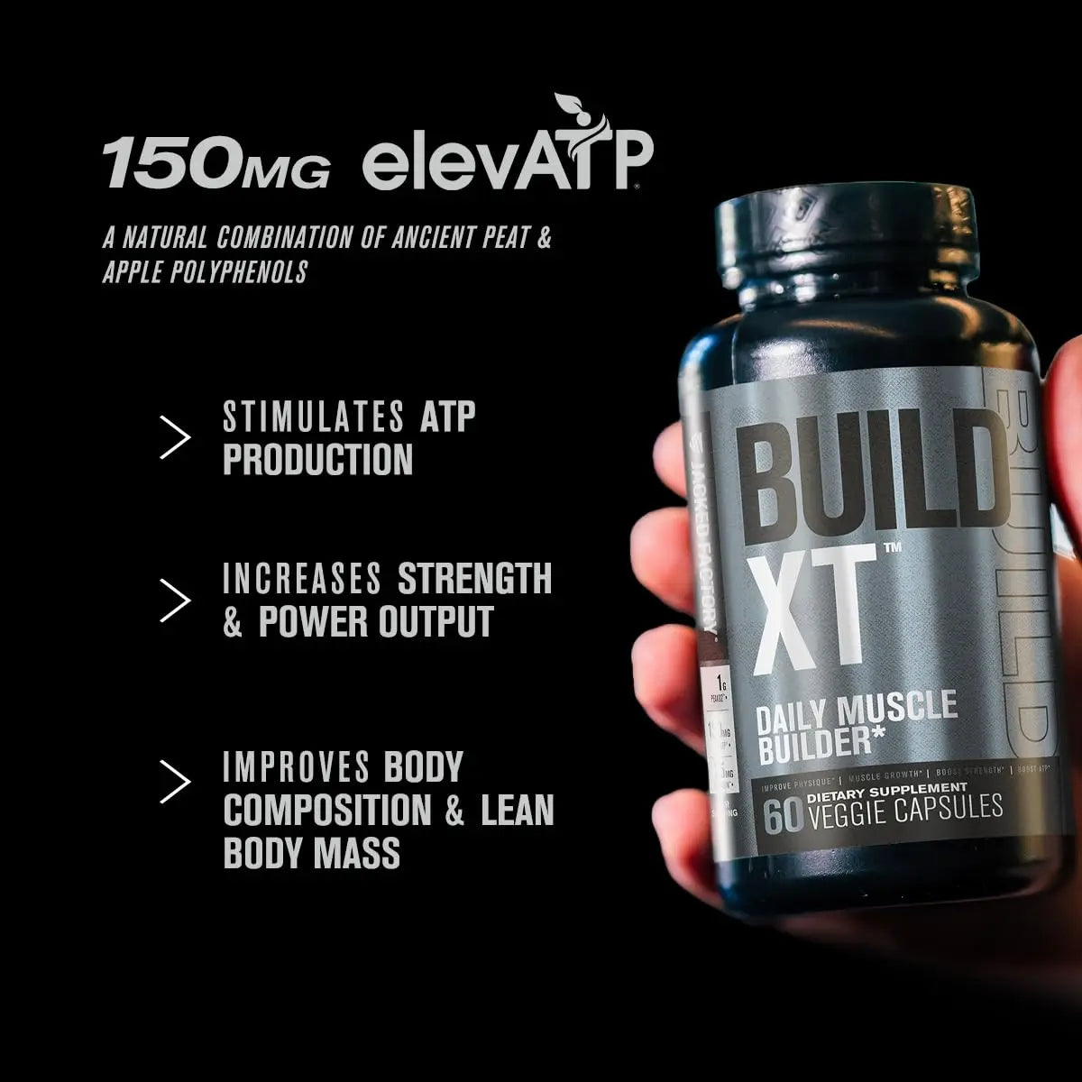Jacked Factory - Build-XT Daily Muscle Builder & Performance Enhancer - Muscle Building Supplement for Muscular Strength & Growth